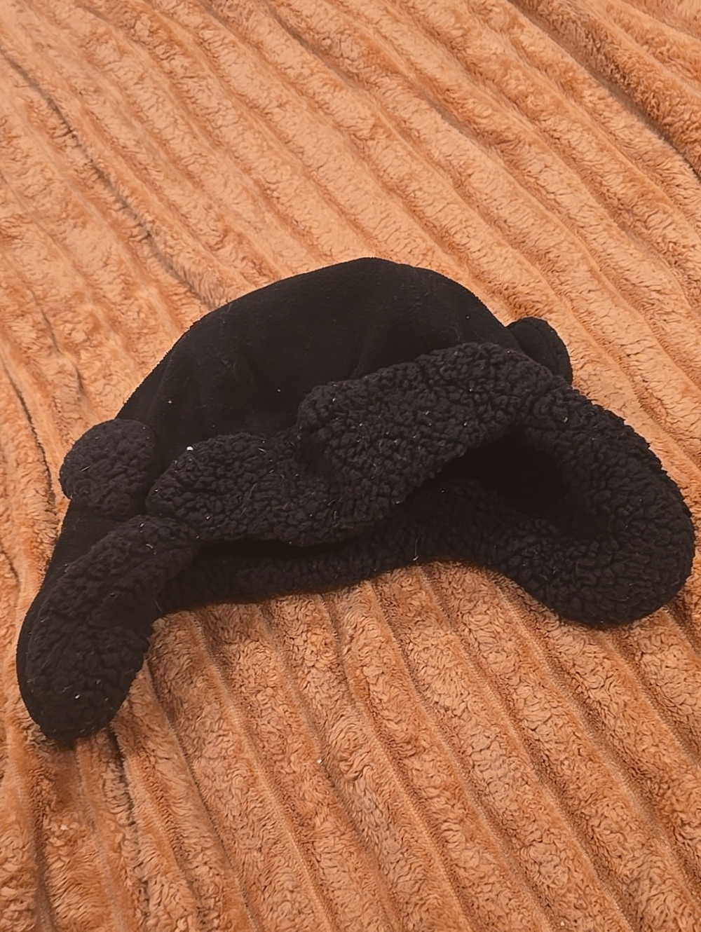 ❤️10/$10 Kids Black Sherpa Trapper Hat - Cozy Winter Headwear